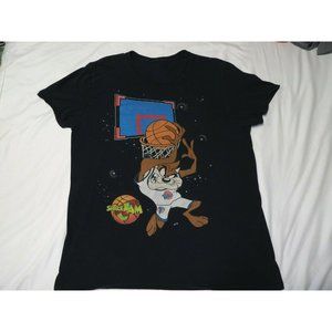 90s Space Jam Basketball Looney Tunes Taz Short Sleeve T-Shirt Mens Black Size L